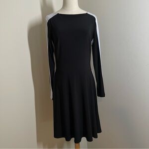 Lauren Ralph Lauren Women’s-SZ 8-Black White Colorblocked Long Sleeve Dress